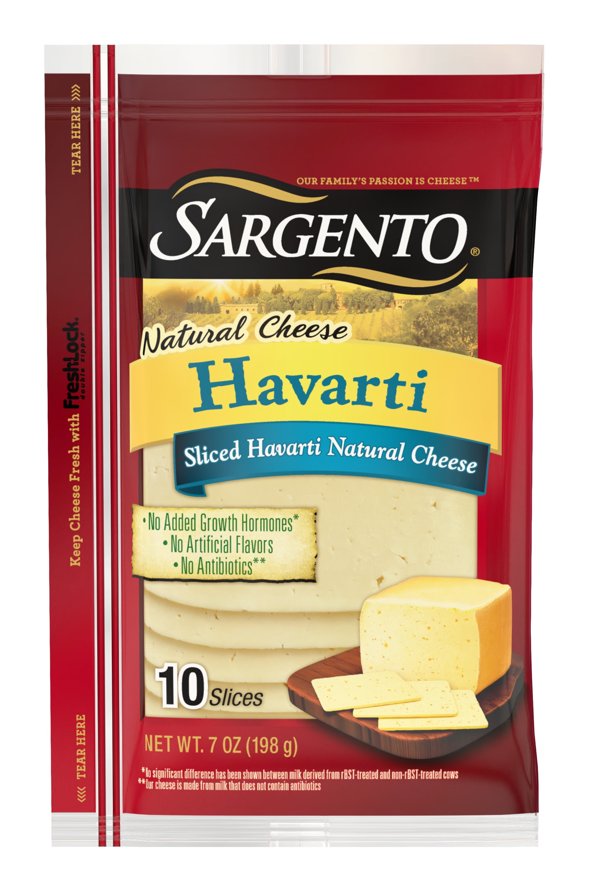 Sargento, Natural Sliced Havarti Cheese, 7 Oz., 10 Count