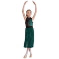 thumbnail image 3 of Alvivi Kids Girls Shiny Lyrical Ballet Dance Leotard Dress Ballroom Skating Performance Dancewear Green&Black 14, 3 of 7