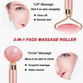 thumbnail image 2 of 2-IN-1 Jade Roller Face Massager, Electric Nature Rose Quartz Beauty Bar Facial Roller Kit, Arm Eye Nose Massage Stone for Face Lift,Anti-Aging,Anti-Wrinkles,Skin Tightening,Face Firming, 2 of 9