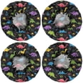 thumbnail image 2 of Shower Caps,Black Cartoon Colorful Dinosaurs Plants Pattern Waterproof Shower Cap for Women 4 Pieces,Double Reusable Hair Cover for Shower PEVA Elastic Stretch Hem, 2 of 7