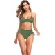 thumbnail image 1 of Conjunto de Bikini con Cuello en V y Cordones para Mujer Trajes de baño de Dos Piezas con Estampado Floral Verde oliva-B G Verde oliva-B G Xishao ropa, 1 of 2