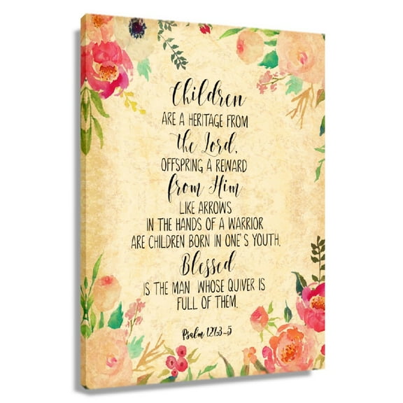 Bible Verse Poster Psalm 127 3-5 Floral Wall Art Modern Home Decoration Art Canvas Painting Prints For Bedroom Unframed 12x18 in