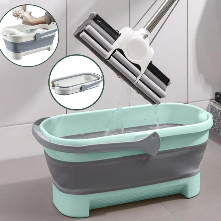 Home Folding Mop Bucket, Portable Plastic Folding Mop Durable Cleaning  Bucket Bucket, With Portable Handle, Ideal for Home Bathroom Use 