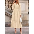 thumbnail image 2 of Vestido PRETTYGARDEN Otoño 2025 Cuello en V Manga Larga Beige Talle S, 2 of 8