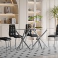 thumbnail image 4 of 63" Rectangular Clear Tempered Glass Dining Table for 4-6 People, Modern Kitchen Table with Two X-Shaped Metal Legs, Dining Table for Kitchen, Living Room, 4 of 7