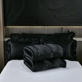 thumbnail image 6 of Satin Queen Comforter Set Silk Like Satin Bedding Set Hotel Soft Polyester Black Bed Set Luxury Silky Pillow Cover with Quilt Set Ruffle Down Comforter Home Decor, 6 of 10