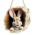 thumbnail image 1 of Leojiow Easter Bunny Rabbit Hole Door Sign Rustic Wooden Easter Decor For Festive Home & Party Entrance 30X30Cm 4 One Size Easter Decorations, 1 of 5
