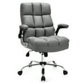 thumbnail image 1 of Gymax High Back Big & Tall Office Chair Adjustable Swivel w/Flip-up Arm Grey, 1 of 10