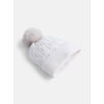 thumbnail image 2 of Scenario Women's Cable Knit Pom Beanie, Winter White, 2 of 5