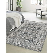 Jill Zarin Uptown Collection Area Rug - Central Park (5' 3" x 8' Rectangle Navy Blue/Ivory)
