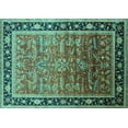 thumbnail image 1 of Ahgly Company Machine Washable Indoor Rectangle Oriental Turquoise Blue Industrial Area Rugs, 8' x 12', 1 of 4
