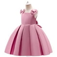thumbnail image 5 of Mercatoo Little Girl Satin Dress Kids Toddler Baby Girls Summer Solid 𝐂osplay Ruffle Short Sleeve Bow Tie Princess Dress, 5 of 5