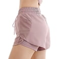 thumbnail image 2 of Cagogo Women Quick Dry Athletic Shorts Drawstring Elastic Waist Casual Slim Regular Fit Sporty Workout Running Summer Shorts Activewear Bottoms, Purple M, 2 of 5