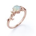 thumbnail image 4 of 0.5 Carat Round Shape Australian Opal - Botanical Design - Four Prong Solitaire Engagement Ring - 18K Rose Gold Plating Over Silver, 4 of 6