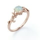 thumbnail image 4 of JeenMata Anillo de Compromiso Solitario de Cuatro Puntas con Diseño Botánico de Ópalo Australiano Redondo de 0,5 Quilates Chapado en Oro Rosa de 18 K sobre Plata, 4 of 6