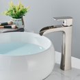 thumbnail image 3 of Zovajonia Tall Waterfall Bathroom Vessel Sink Faucet Single Handle Brushed Nickel with Pop-up Drain, 3 of 8