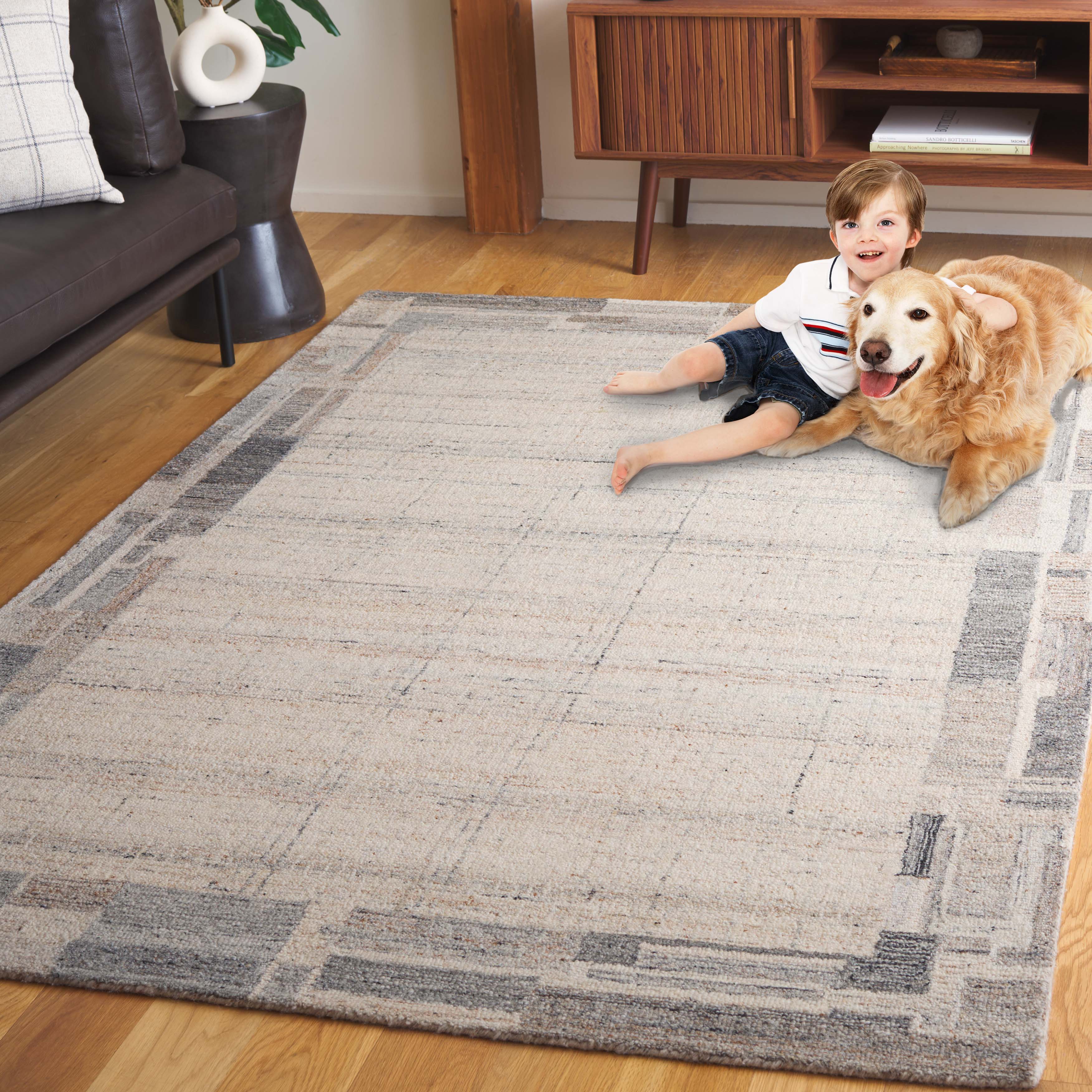 SAFAVIEH Restoration Vintage Elsie Abstract Area Rug, Grey/Beige, 5' x 8'