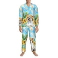 thumbnail image 3 of Naloa French Bulldog Sunflowers Bubbles Men’s Pajamas Set - Long Sleeve Button Down Sleep Shirt and Pajama Bottoms Sleepwear Set-XX-Large, 3 of 7