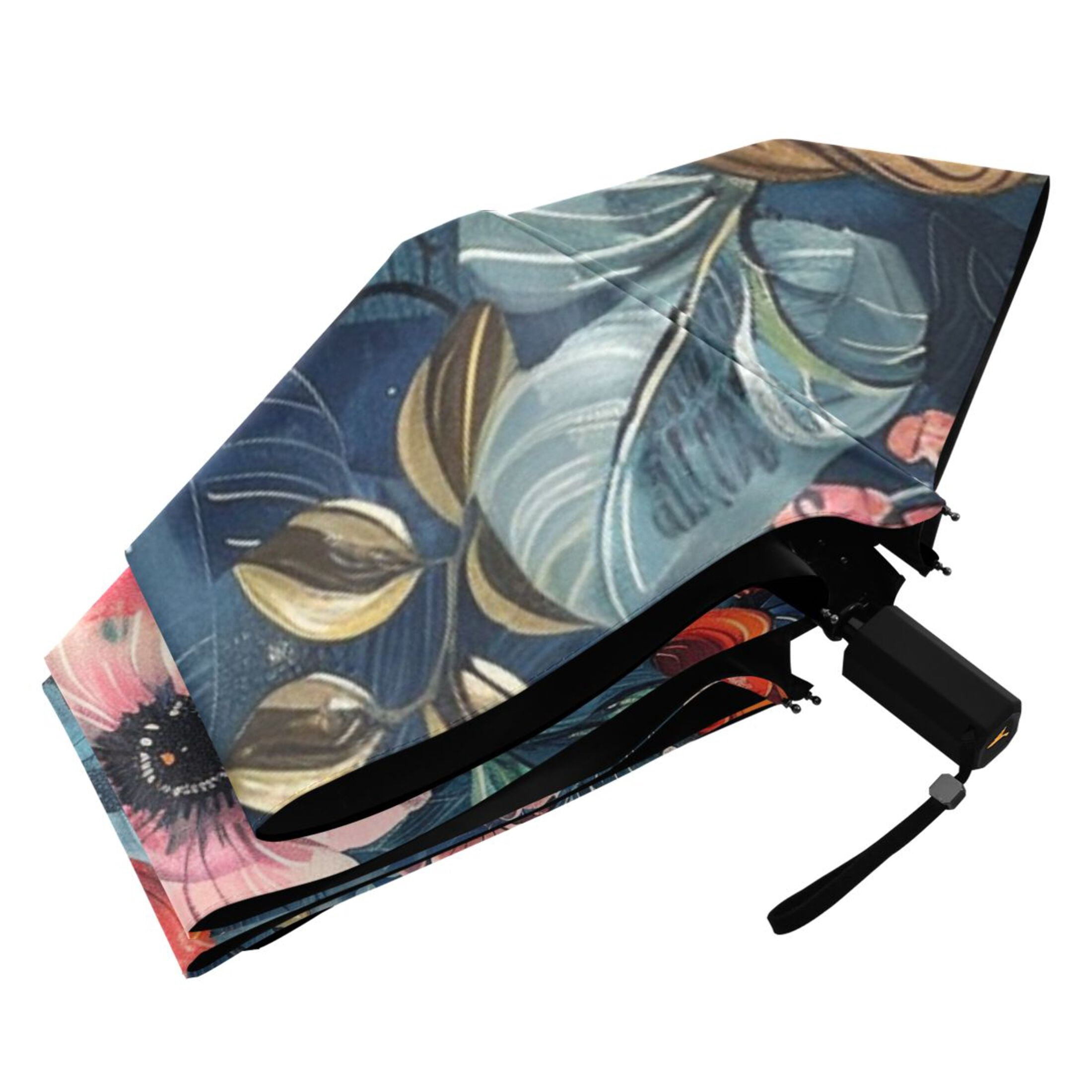 ALAZA Boho Floral UPF 50+ Compact Folding Umbrella for Rain Travel Umbrella Packable