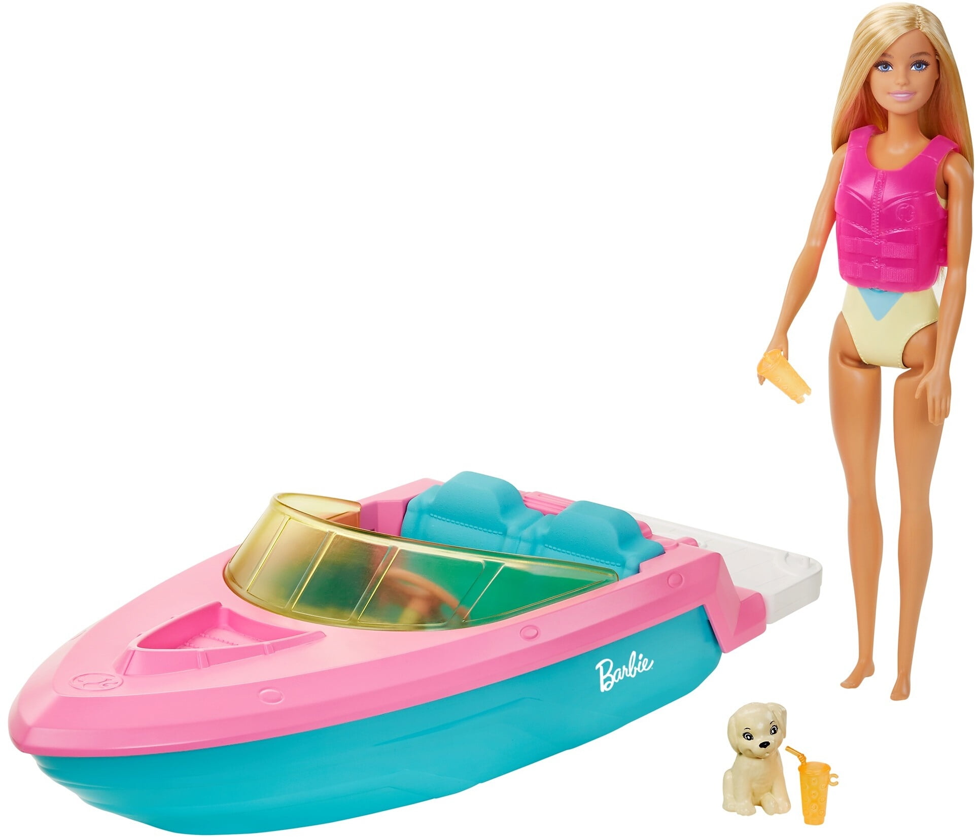 Barbie Wave Swimming Dream Boat Toy Set with Dolphin Pool Slide 20 Accessories Walmart