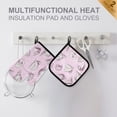 thumbnail image 3 of Heat Resistant Oven Glove & Hot Pad Set Reusable and Washable Kitchen Combo for Baking, BBQ, Oven, Microwave Conch Shells Pattern, 3 of 5