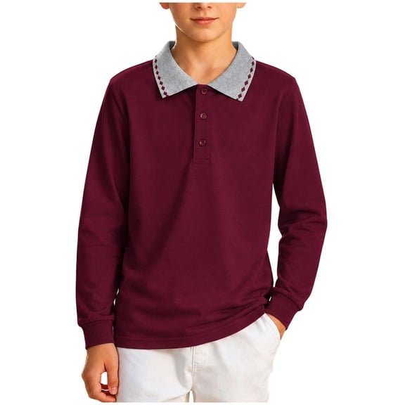 2-15 Years Boys Cotton Long Sleeve Raglan T Shirts Kids Color Block Crewneck Tops Wine 7-8 Years