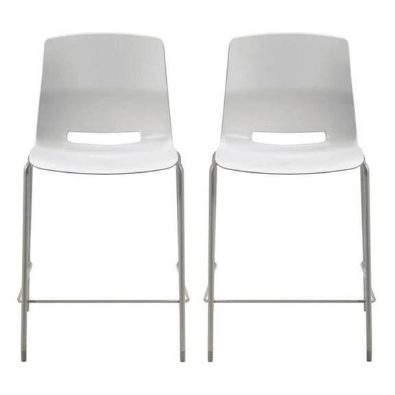 Home Square 25" Plastic Counter Stool in Light Gray - Set of 2