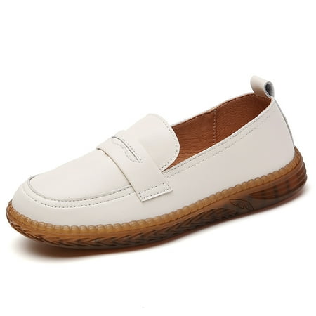 

Fashion Loafers for Women Slip On Flats Ballet Dress Shoes Beige Size 40