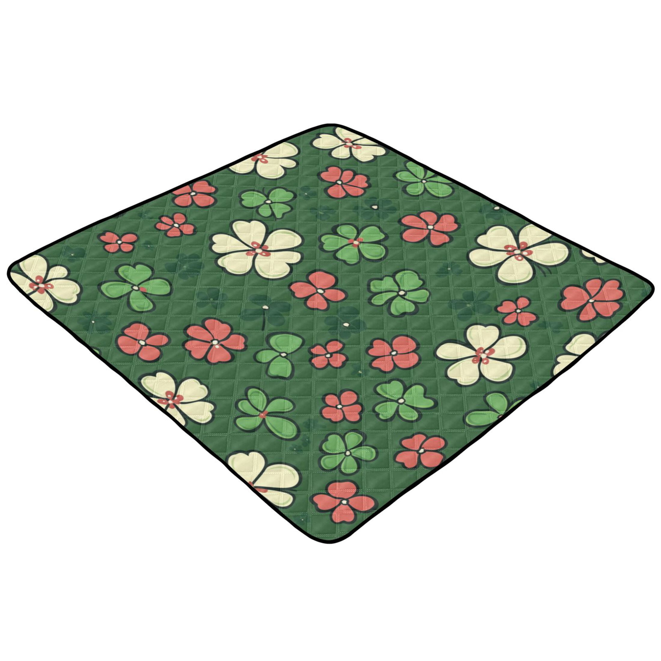 WOBOGO Colorful Clovers Baby Playmats Extra Large Waterproof Rollable Activity Pads for Toddlers 50×50inch