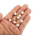 thumbnail image 4 of Uxcell 8mm Faux Pearl Pendants Drops, 200 Pack Round Imitation Pearl Beads with Rhinestone, Golden White, 4 of 6