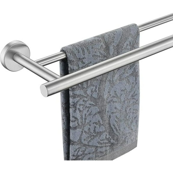 Double Bath Towel Bar, 33 Inch 304 Stainless Steel Thicken 0.8mm Towel Rack for Bathroom, Towel Holder Brushed Finished Wall Mount, Useable Length 30 Inch