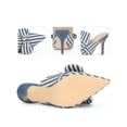 thumbnail image 2 of BLISSFUL STEP Bow Stripe Pointed Toe Stiletto Heel Mules for Women Light Blue 11, 2 of 6
