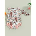 thumbnail image 2 of Cenuakty Baby Girls Romper Set, Sleeveless Crew Neck Cow Print Tasseled Balls Romper with Bowknot Hairband, 2 of 9