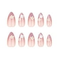 thumbnail image 2 of French Glossy Press on Nails Set for Women Girls,White Short Almond Fake Nails Acrylic Shine Stereo Flowers Nails for Office Daily Wedding,Full Nail Wrap Gift for Valentine's Holiday 24pcs, 2 of 9
