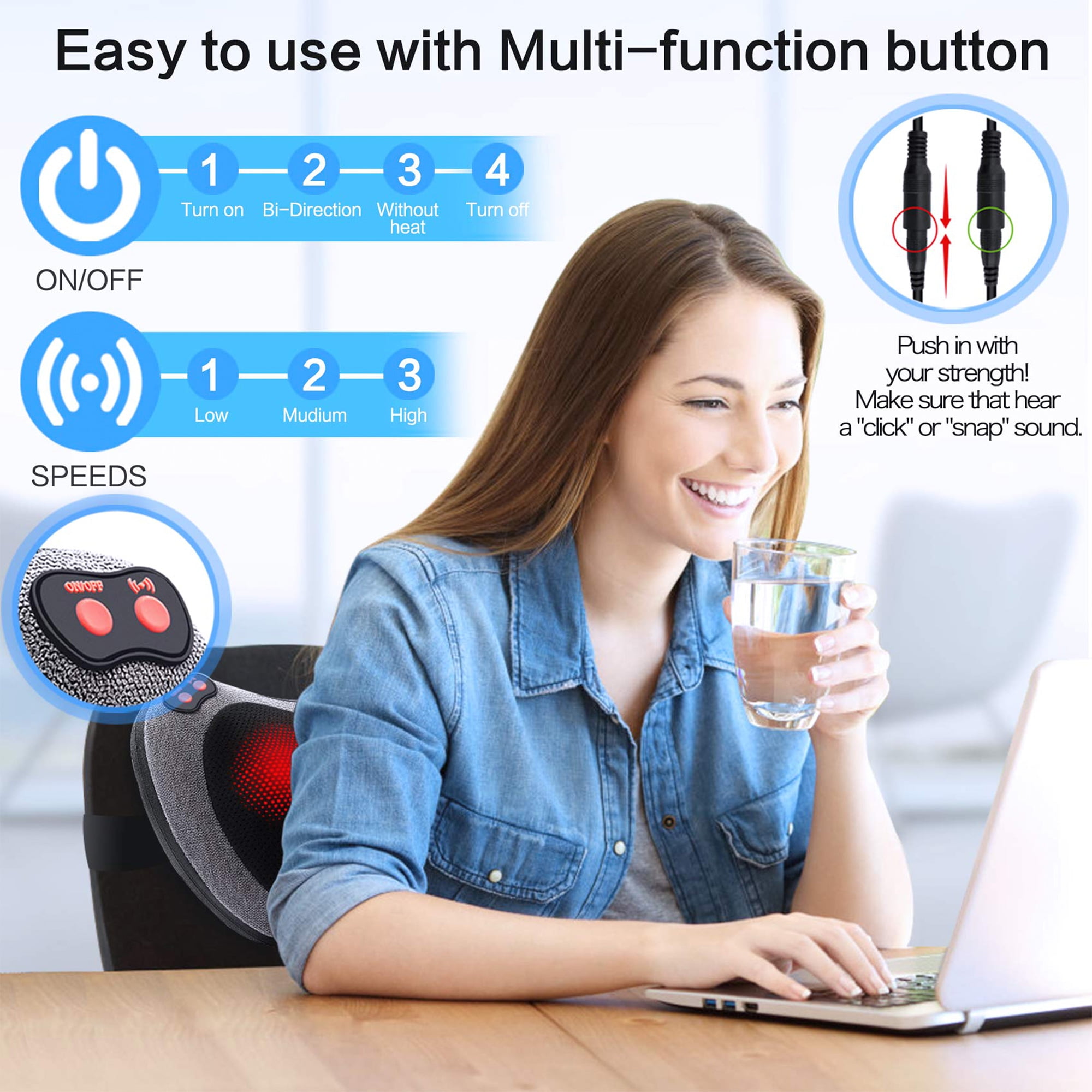 Ikristin Shiatsu Back and Neck Massager Ikristin Tissue Kneading Massage Pillow with Heat