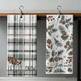 thumbnail image 3 of Hello Winter Green Kitchen Dish Towels Set of 1, Let It Snow Pine Cone Pine Needle Red Berry Drying Towels Baking Cooking Cloth, Christmas Farmhouse Plaid Check Home Kitchen Decoration 18 x 26 Inch, 3 of 4