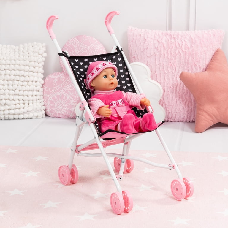 Bayer Design Buggy Umbrella Doll Stroller, Black/Pink photo 6