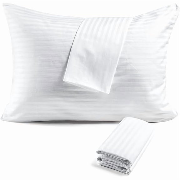 Pillow Cover 600TC 100% Cotton Pillow Protectors, Standard Size (20x26), 4 Pack, Oeko-TEX Certified, Hotel Grade Pillow Cover with Silent Zipper, Zip Up Pillow Cases, White