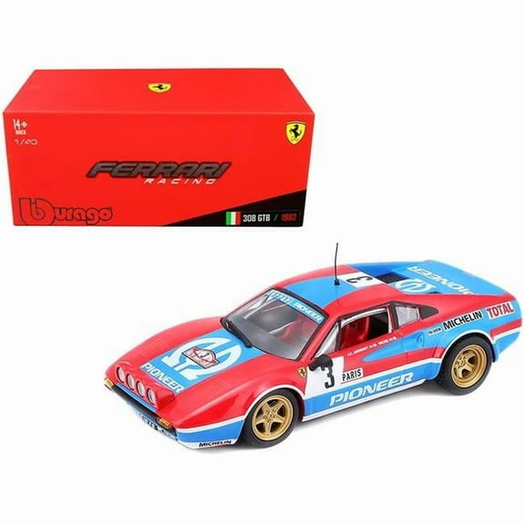 Bburago 36304 Ferrari 308 GTB No. 3 J.C. Andruet -Biche Monte Carlo Rally 1982 1 by 43 Scale Diecast Model Car