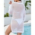 thumbnail image 4 of Women's Summer Crochet Hollow Sweater Long Sleeve Crewneck Beach Mesh Cover Up Tunic Top, 4 of 5