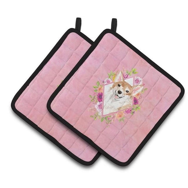 Carolines Treasures CK4243PTHD 7,5 x 7,5 Po Fleurs Roses Corgi Paire de Porte-Pot