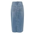 thumbnail image 3 of RUTAYY Women Slit Denim Skirt Solid Color Flowy Swing Pleated Beach Skirts, 3 of 8
