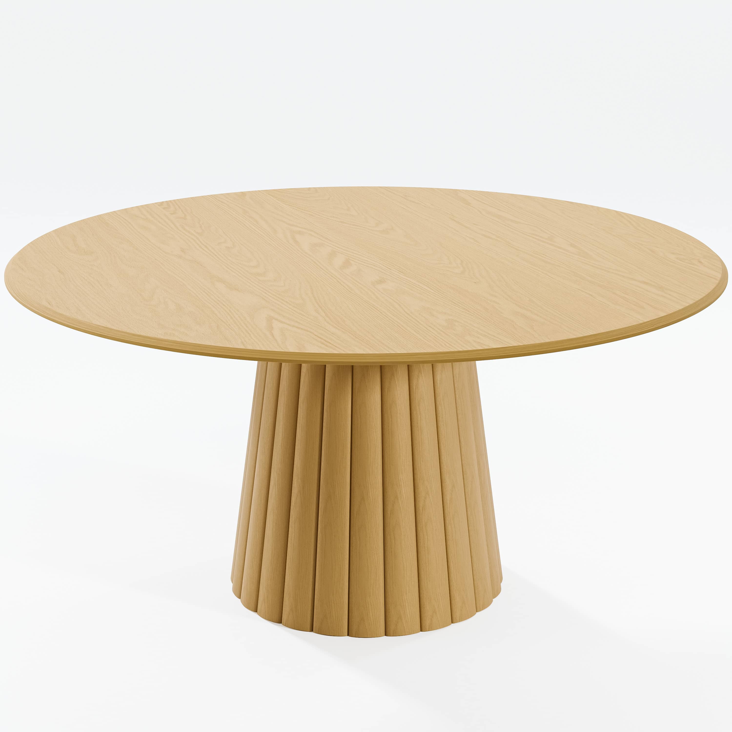 MAYEERTY 60" Round Dining Tables, Mid-Century Dining Table for Dining Room Kitchen, Natural Wood