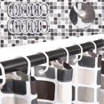 thumbnail image 4 of Cortina de ducha Cortina antimoho para baño Tela de poliéster Cortina de bañera decorativa impermeable con 12 ganchos de anillos de cortina-P, 4 of 5
