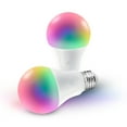 thumbnail image 3 of Globe Electric Wi-Fi Smart 60W Equivalent Multicolor Changing RGB Tunable White Frosted LED Light Bulb, No Hub Required, Voice Activated, A19, E26 Base (2-Pack), 34207, 3 of 8