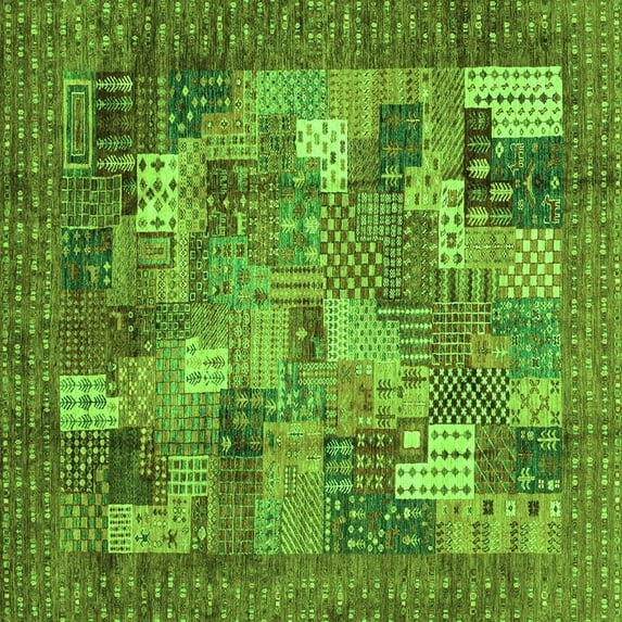 Ahgly Company Indoor Square Abstract Green Modern Area Rugs, 7' Square