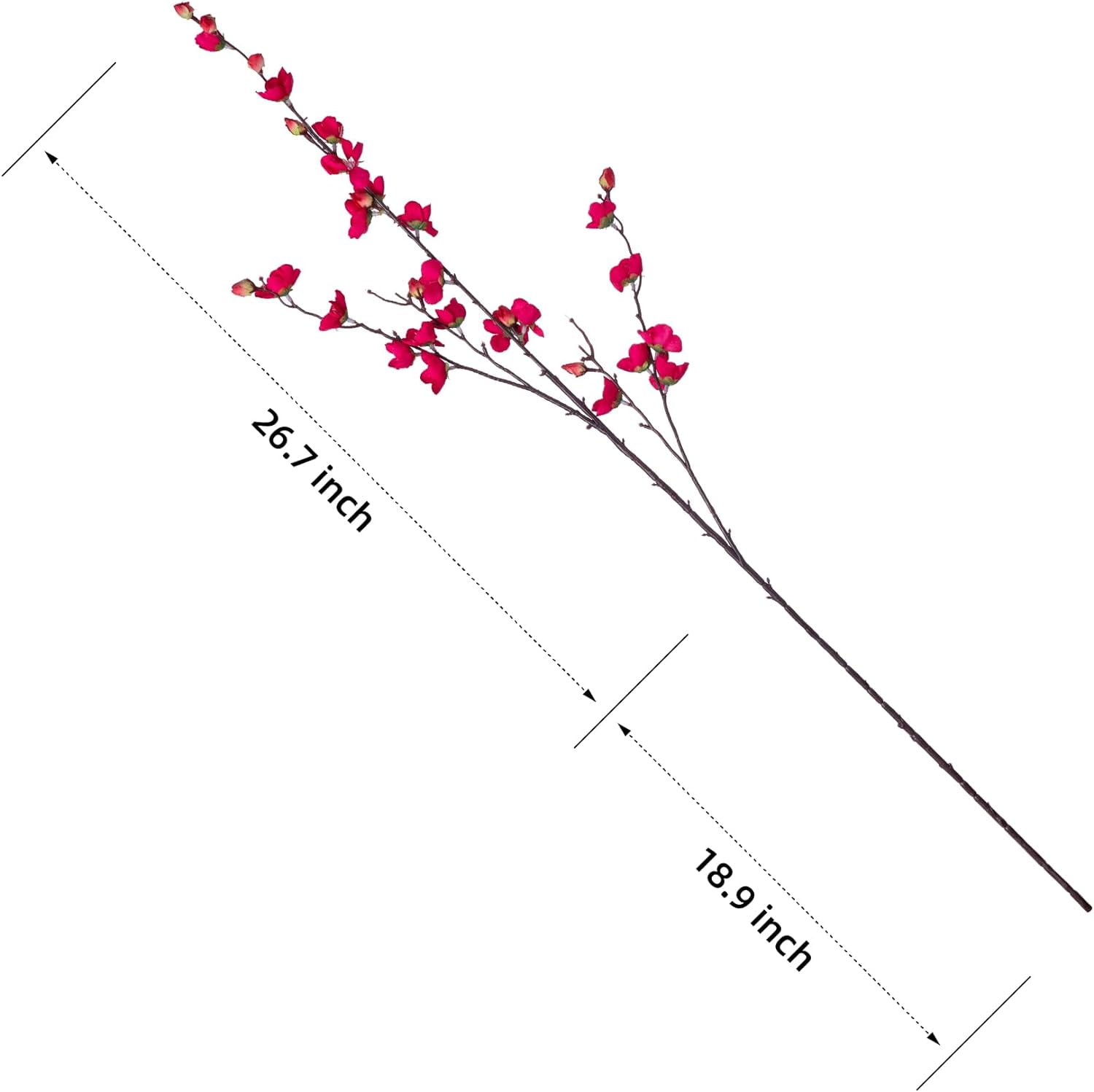 Artificial Faux Plants Flowers Indoor Spring Decor，4 Bundles Fake Silk Plum Blossom,Faux Silk Cherry Blossom Branches for Wedding Office Party Hotel Home Decor，Vase Not Included(White)
