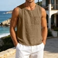 thumbnail image 4 of Zysthvn Cotton Tank Tops for Men Running Sleeveless Summer Casual Mens Shirts Tall Solid Crew Neck Button Pocket, 4 of 8