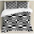 thumbnail image 1 of Contemporary King Size Duvet Cover Set, Checkered Pattern with Contrast Colors and Curvy Lines Modern Mosaic, Decorative 3 Piece Bedding Set with 2 Pillow Shams, Black and White, by Ambesonne, 1 of 3