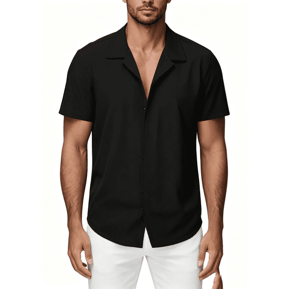 Busydd Mens Dress Shirts Casual Classic Solid Color Button Down Shirt Men Short Sleeve Turndown Collar Business Tops 2XL